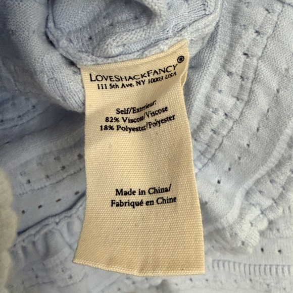 LoveShackFancy Light Blue Ruffle Cardigan, Rogan - Picture 6 of 7